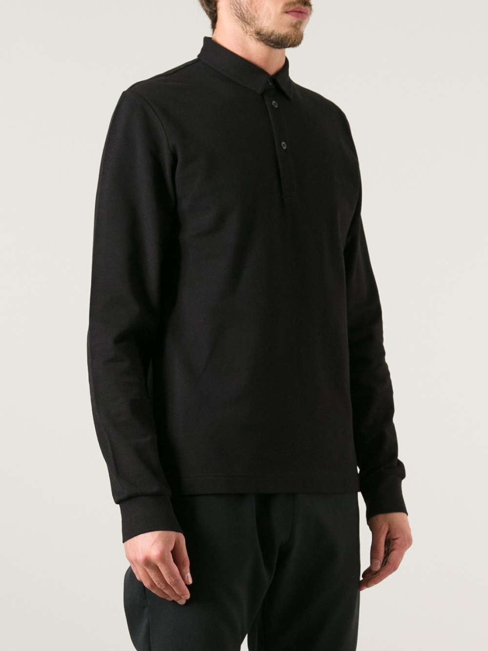 Dior Dior Long Sleeve Polo Shirt in Black for Men - Lyst