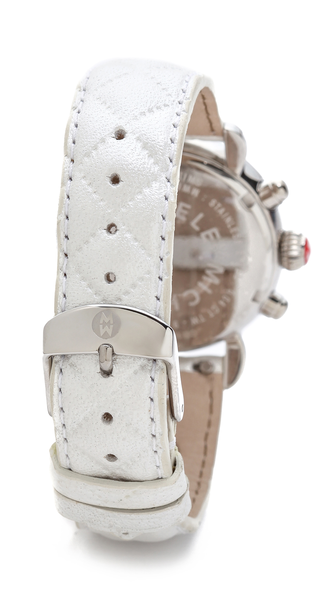 Michele 18mm Quilted Leather Watch Strap White Lyst