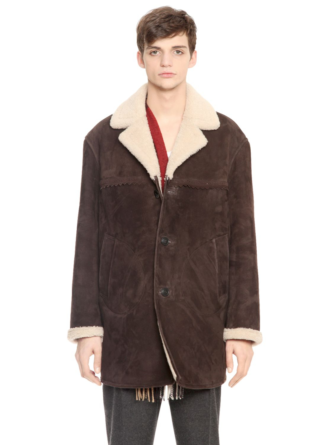 Burberry Prorsum Shearling & Suede Coat in Brown for Men - Lyst