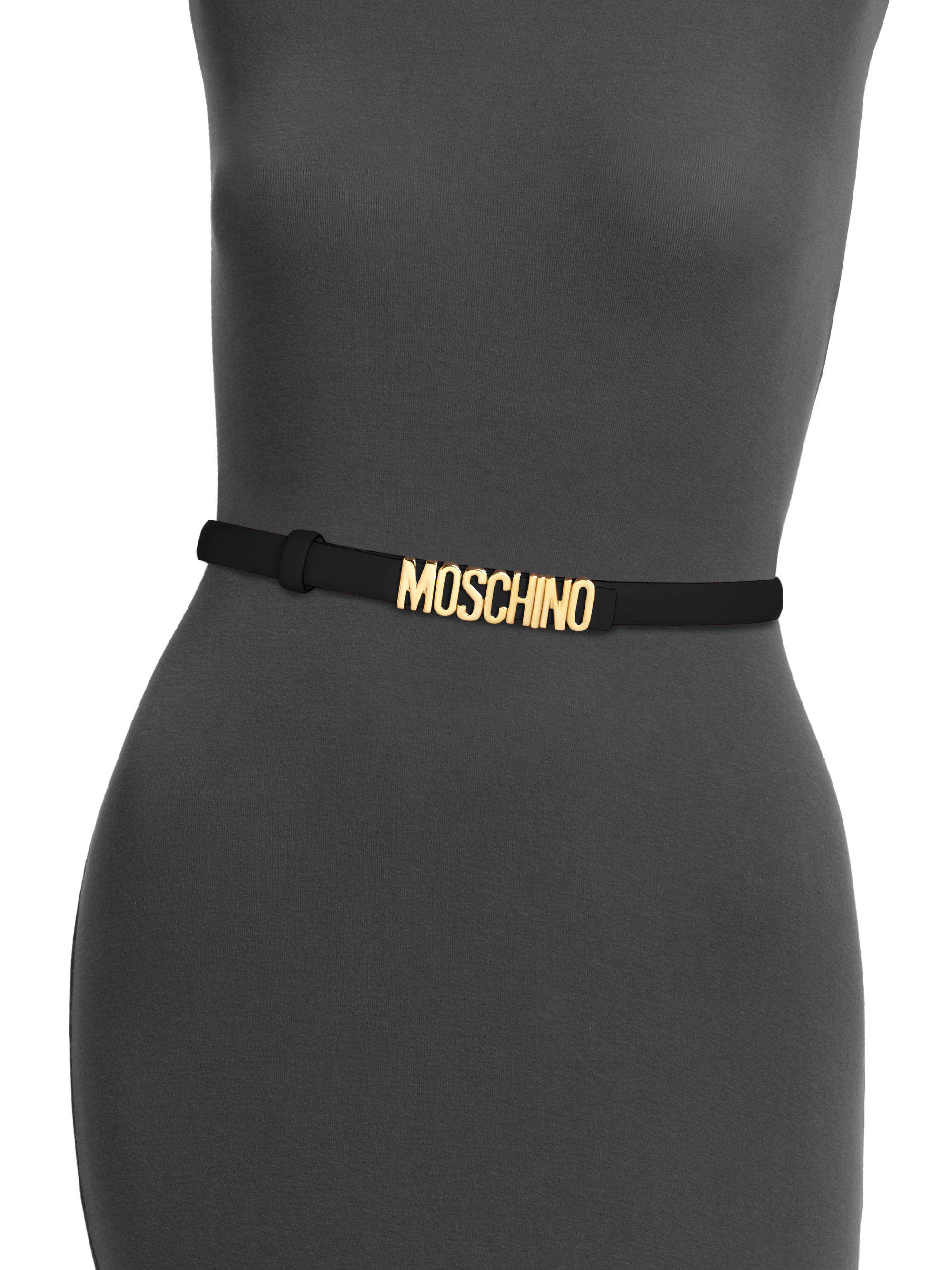 Moschino Skinny Leather Logo Belt in 