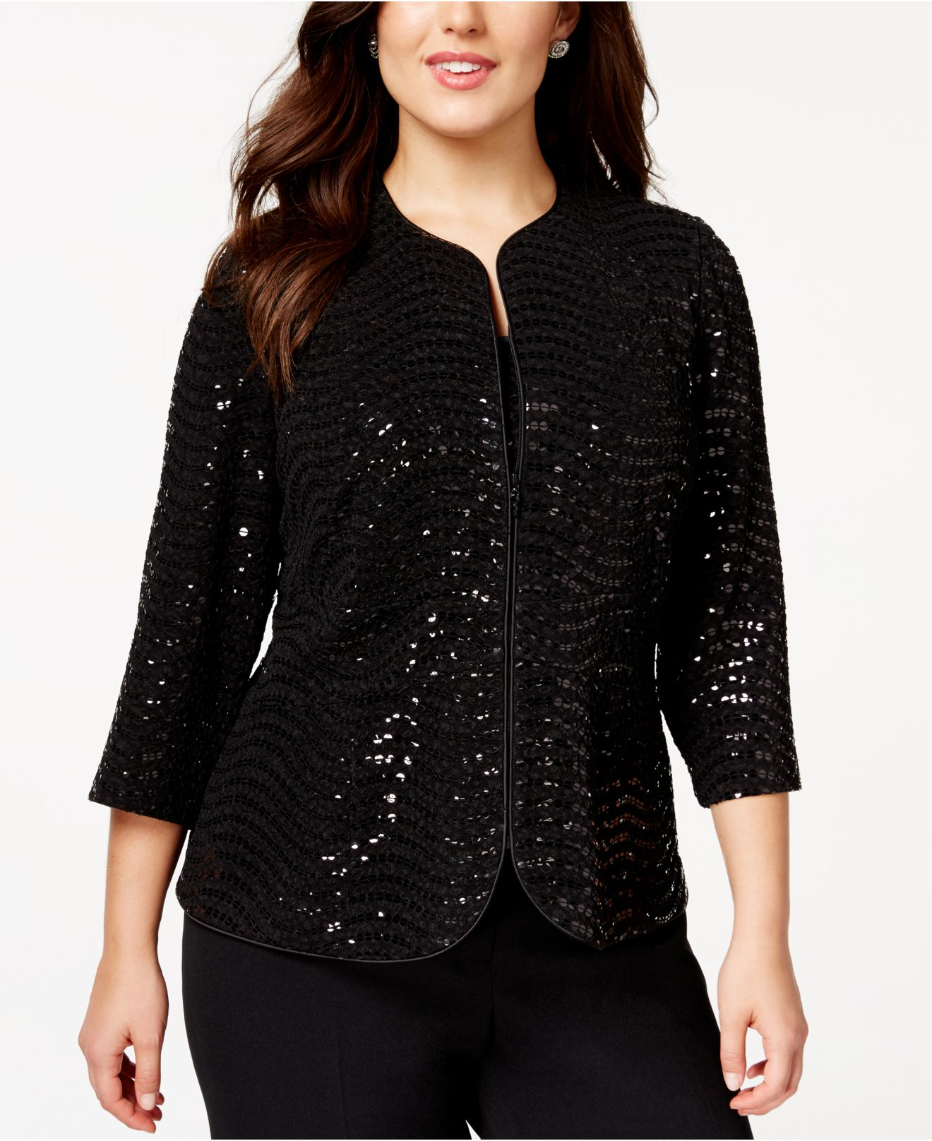 black sequin jacket plus size