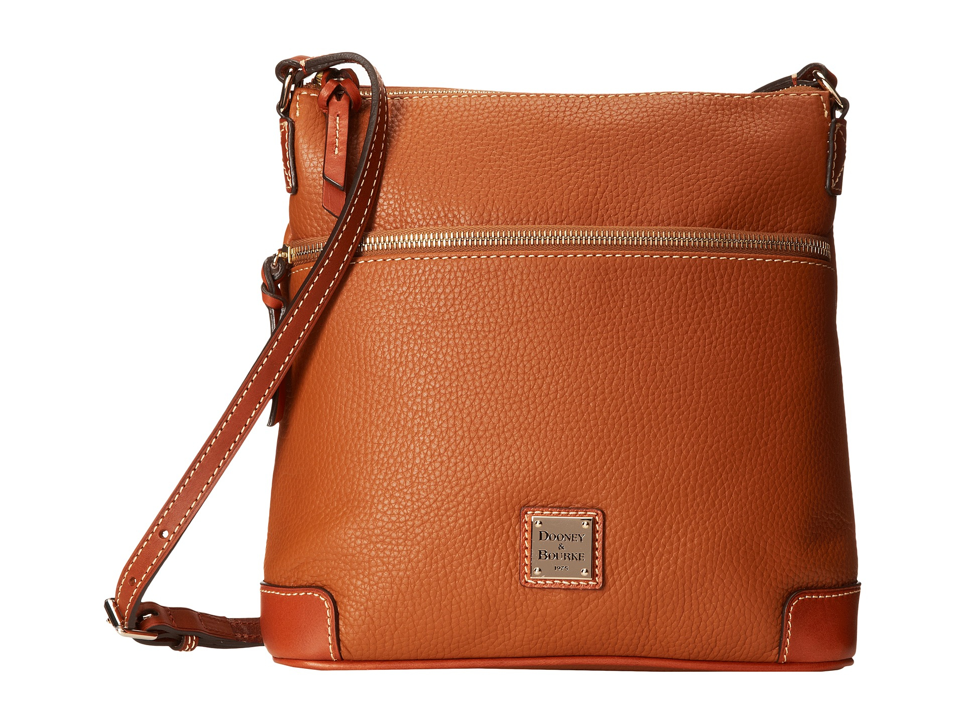 Dooney & bourke Pebble Leather Crossbody in Brown (Caramel w/ Tan Trim