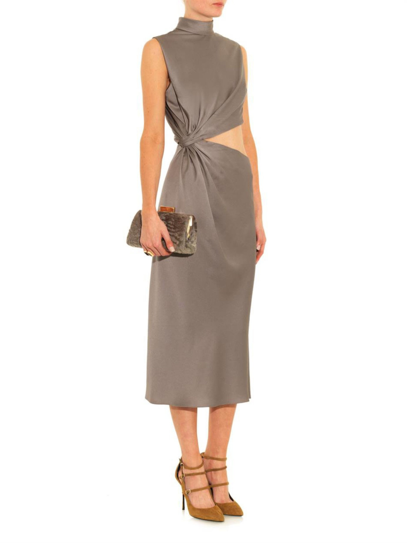 light grey satin dress
