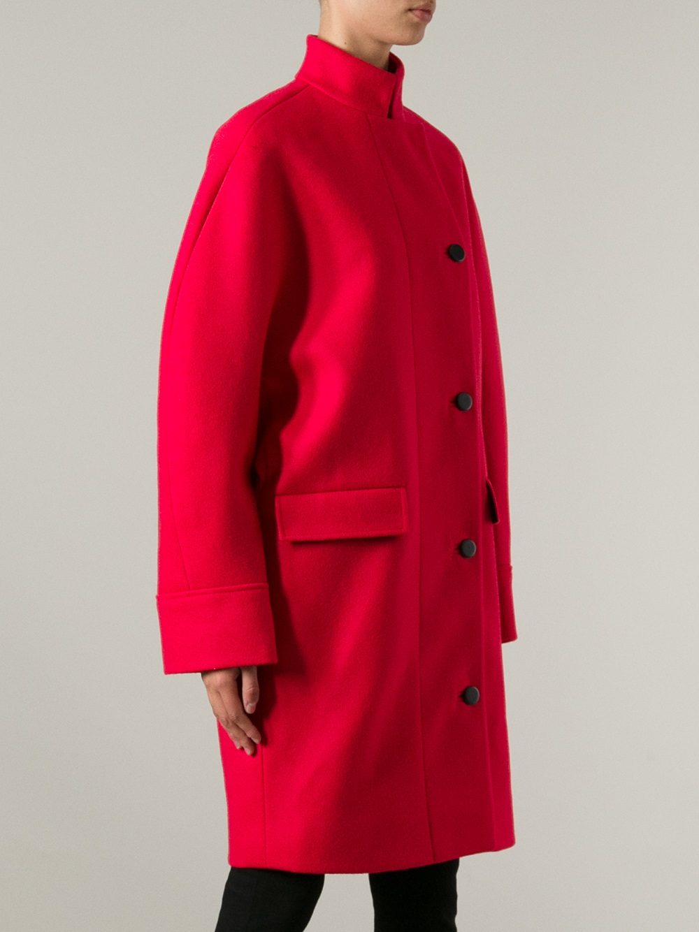 red balenciaga coat