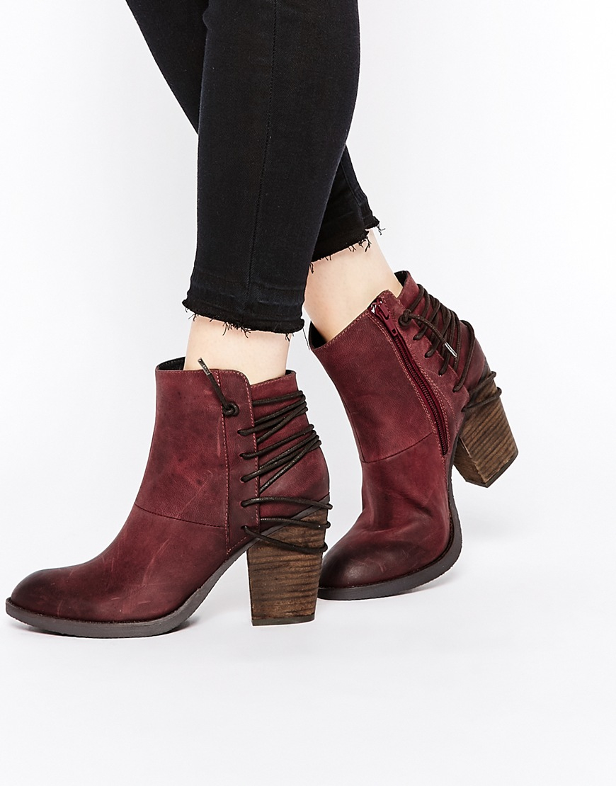 wine leather boots