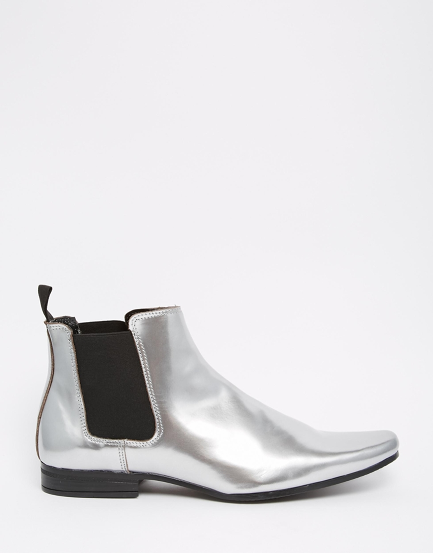 ASOS Chelsea Boots In Metallic Silver - Lyst