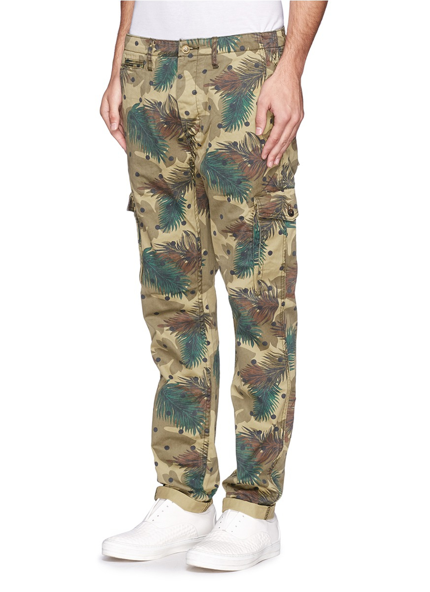 leaf print cargo pants