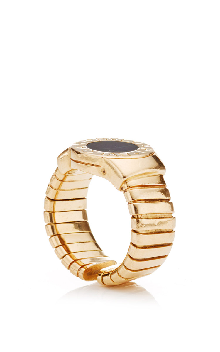 Portero 18k Yellow Gold and Black Onyx Vintage Bulgari Tubogas Ring in  Gold/Black (Metallic) | Lyst