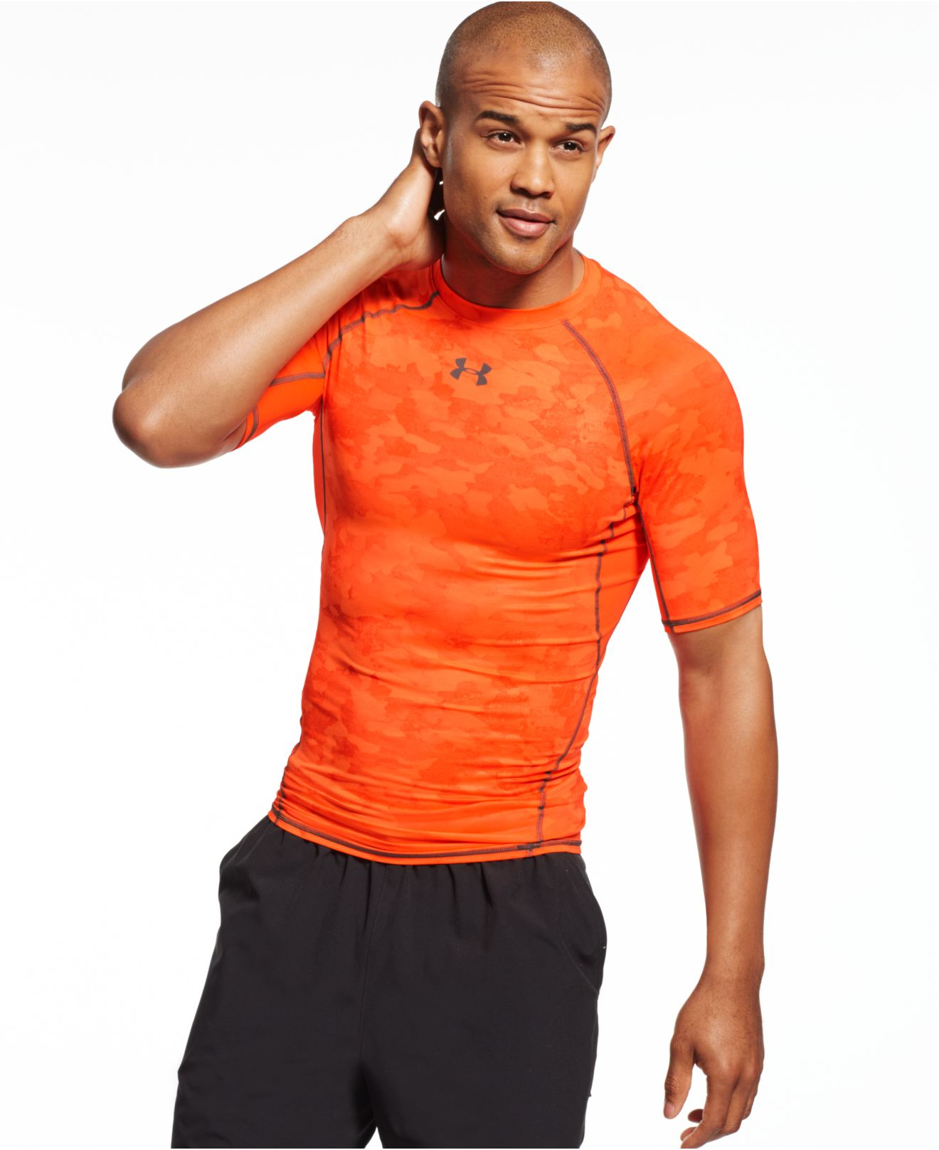 orange under armour compression shirt