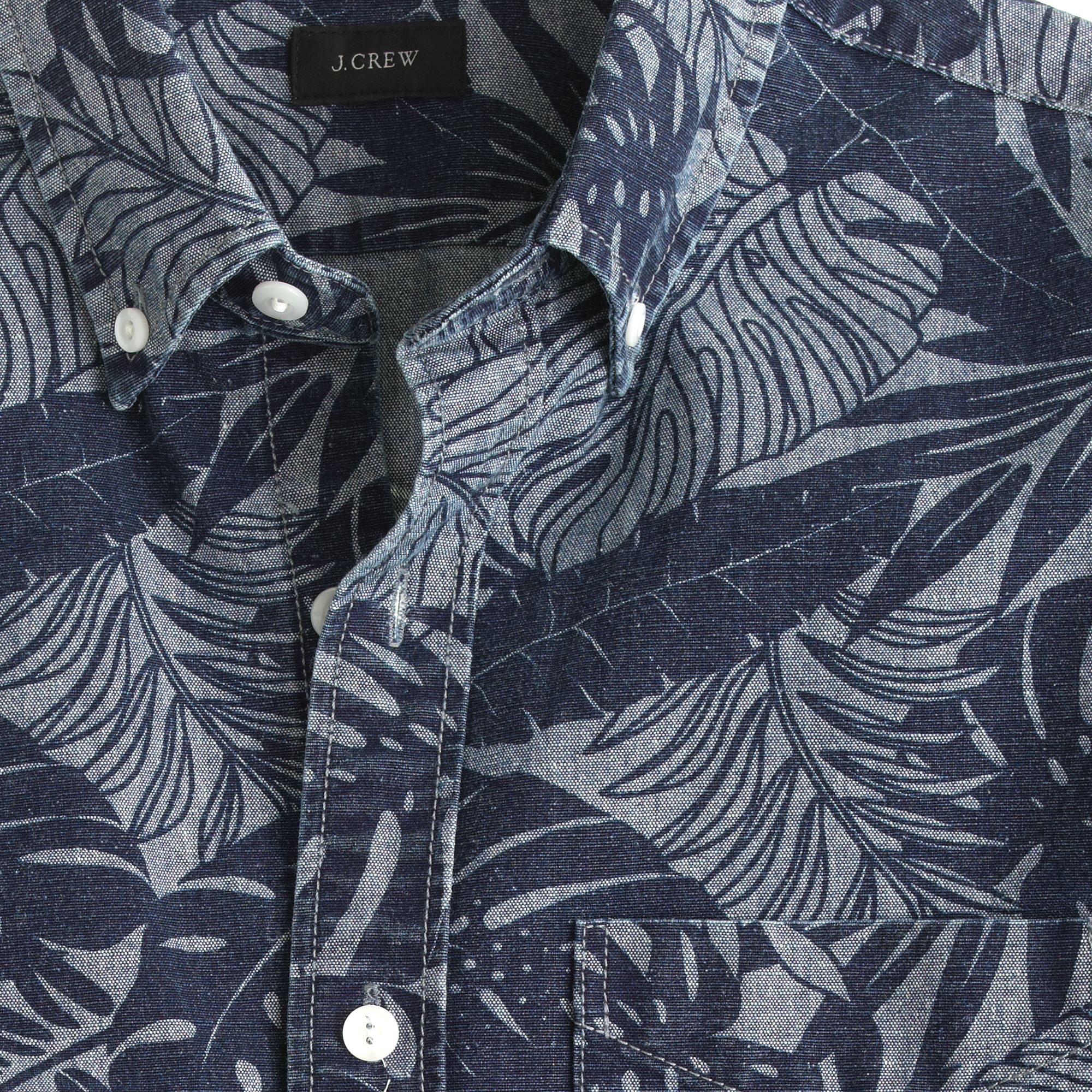 J.crew Shortsleeve Chambray Shirt in Printed Chambray in Blue for Men ...
