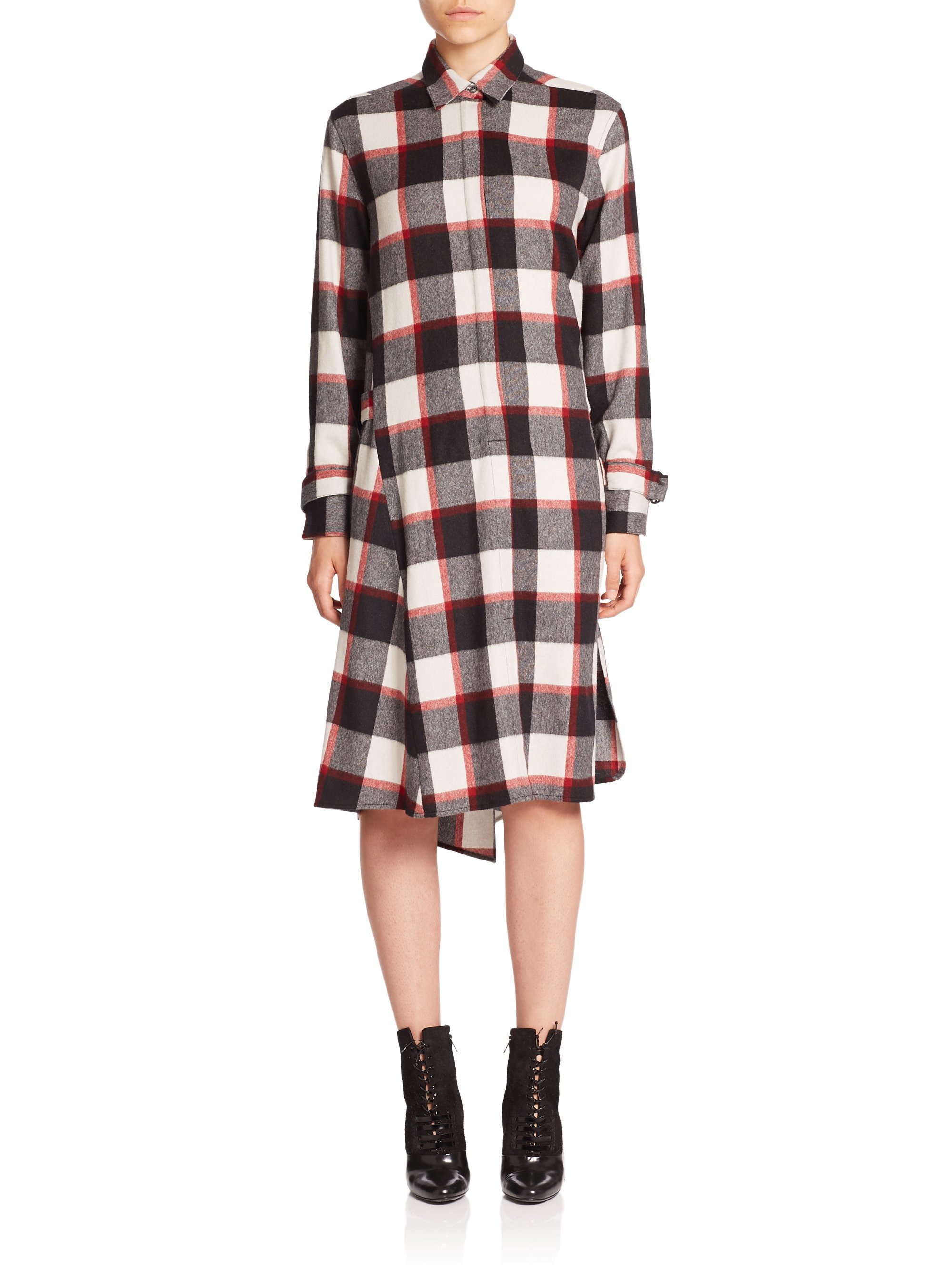 wool check dress