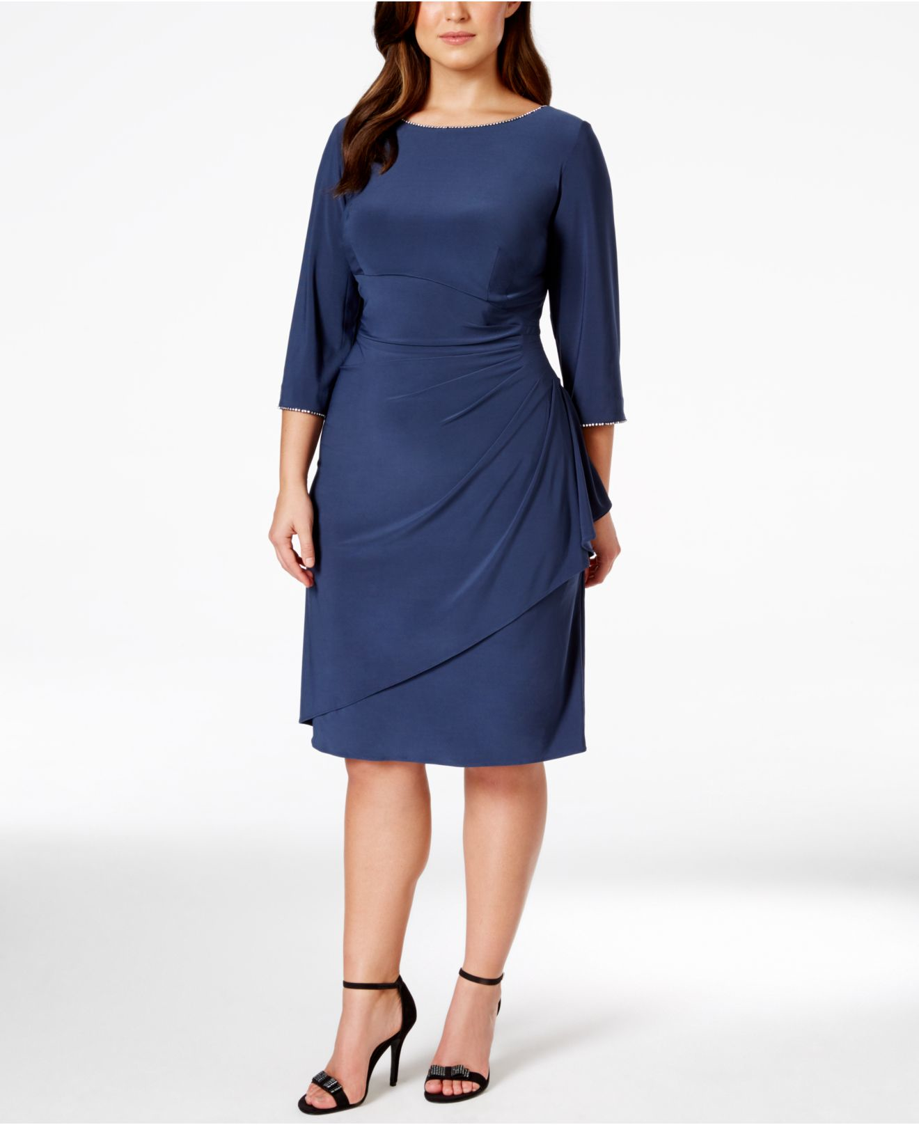 Lyst - Alex Evenings Plus Size Embellished Draped Sheath Dress in Blue