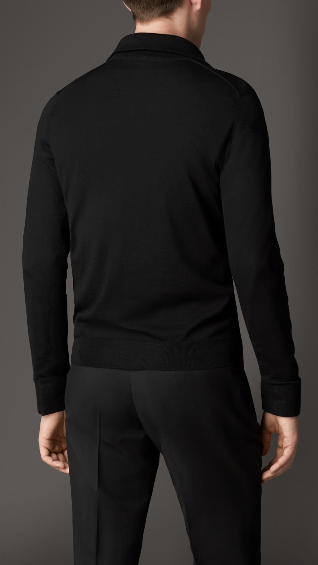 Download Burberry Zip Front Merino Wool Cardigan in Black for Men ...