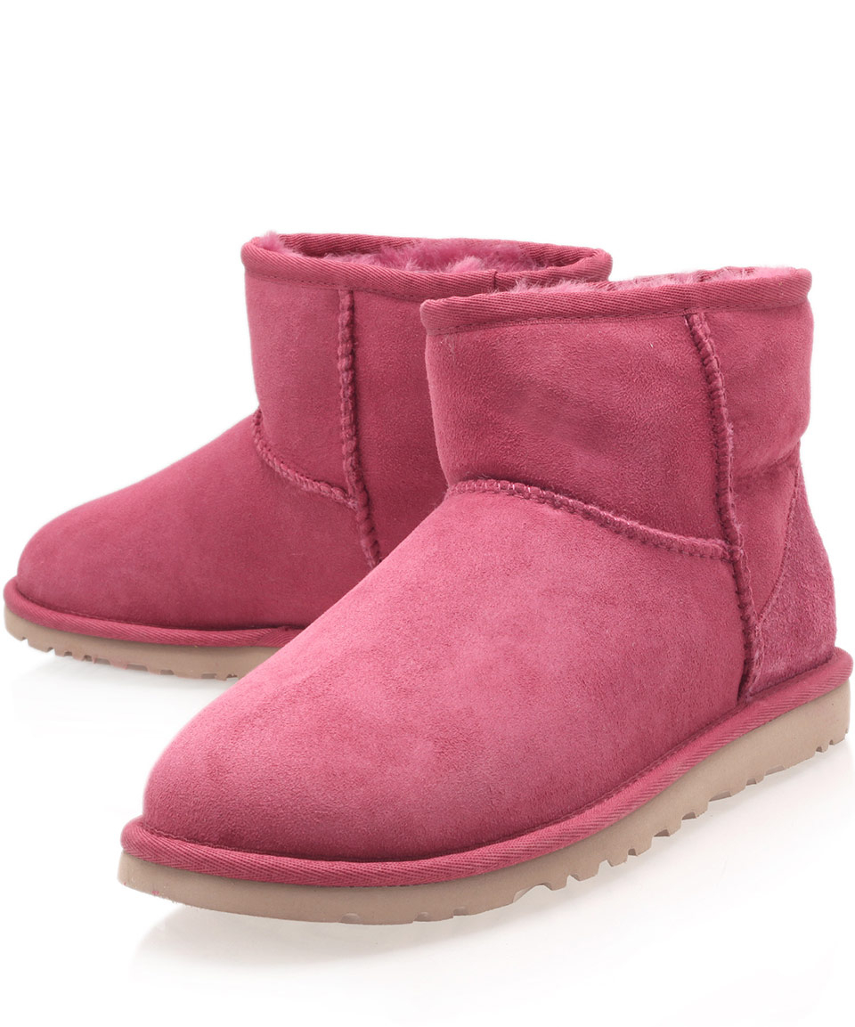 UGG Pink Classic Mini Sheepskin Boots in Pink - Lyst