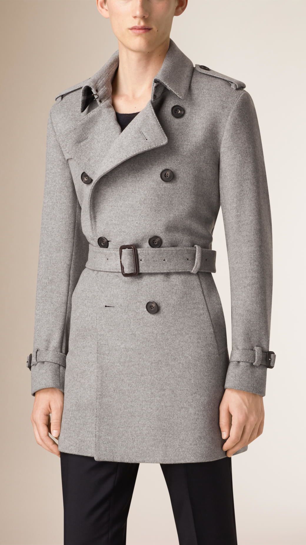 Lyst - Burberry Mid-length Wool Cashmere Trench Coat in Gray for Men