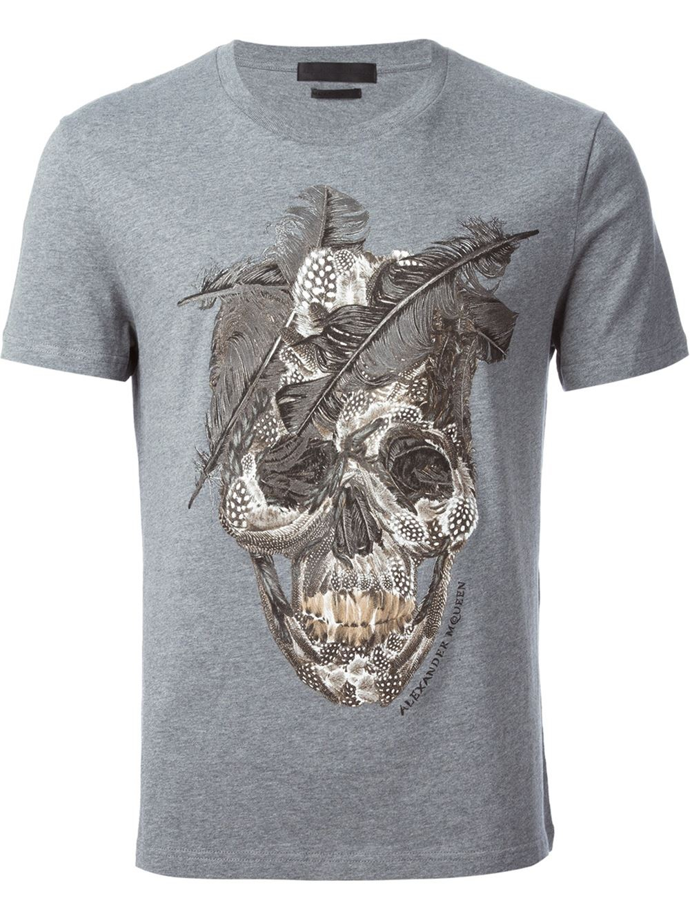 Alexander mcqueen Feather Skull T-Shirt in Gray for Men (grey) | Lyst