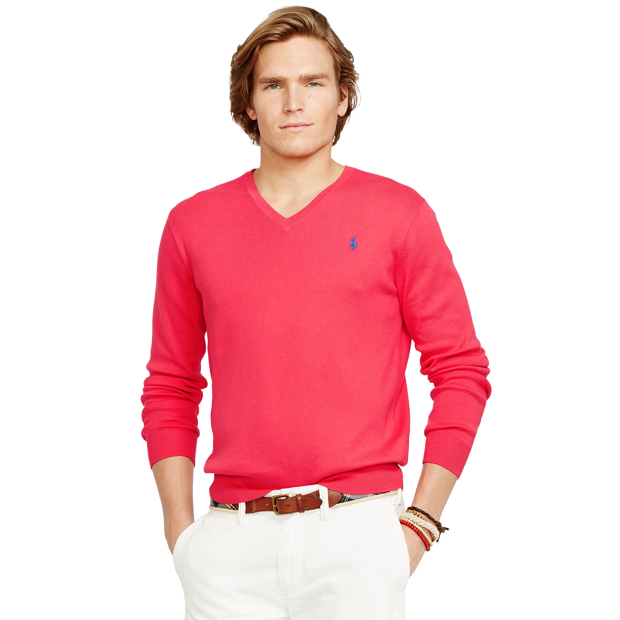 Lyst - Polo Ralph Lauren Pima Cotton V-Neck Sweater in Purple