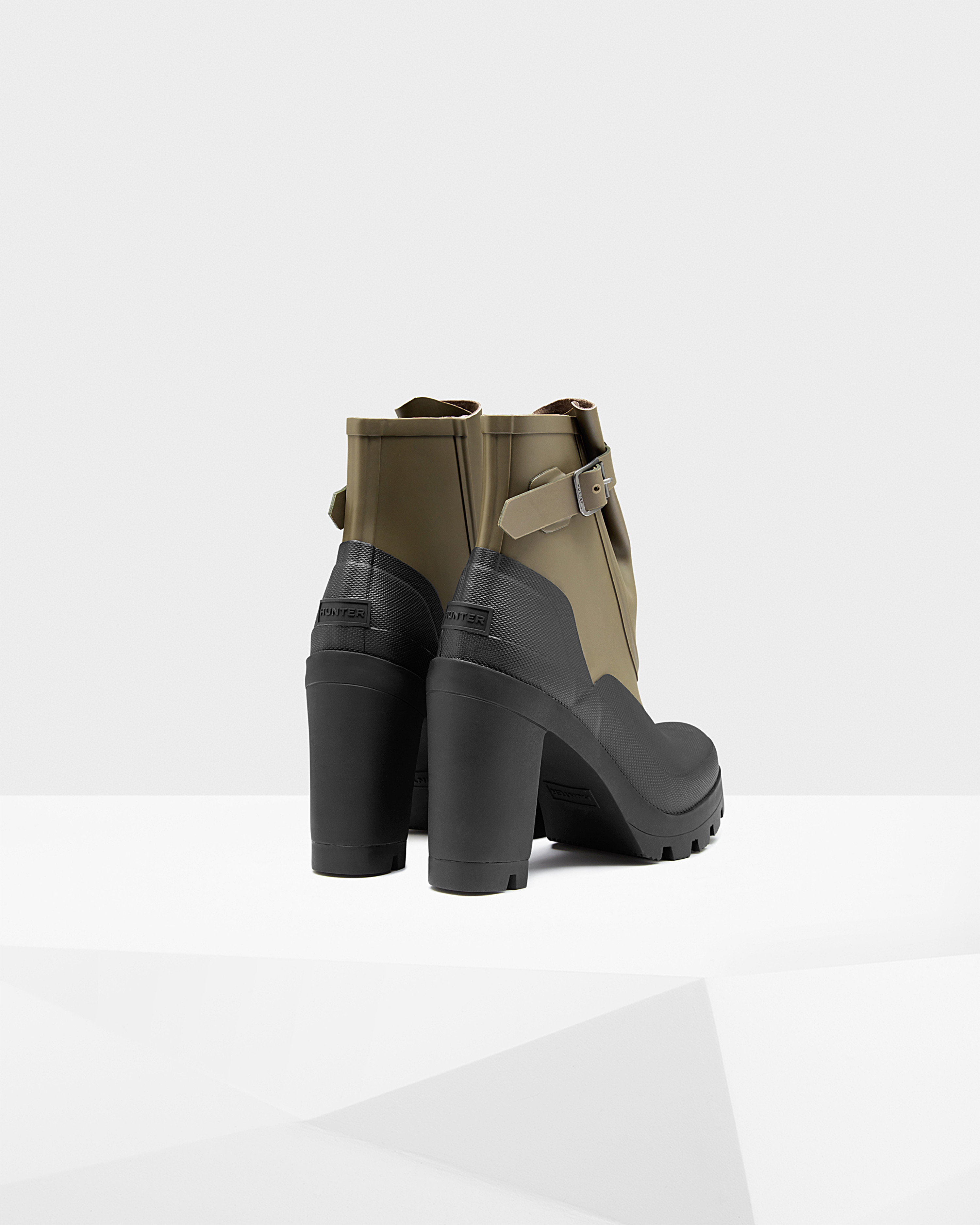 HUNTER Original Galosh High Heel Ankle Boots in Green | Lyst