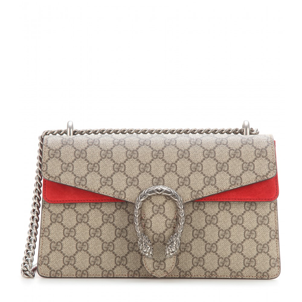 Gucci Dionysus Gg Supreme Coated Canvas And Suede Shoulder Bag in Gray - Lyst