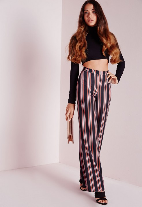 burgundy striped trousers