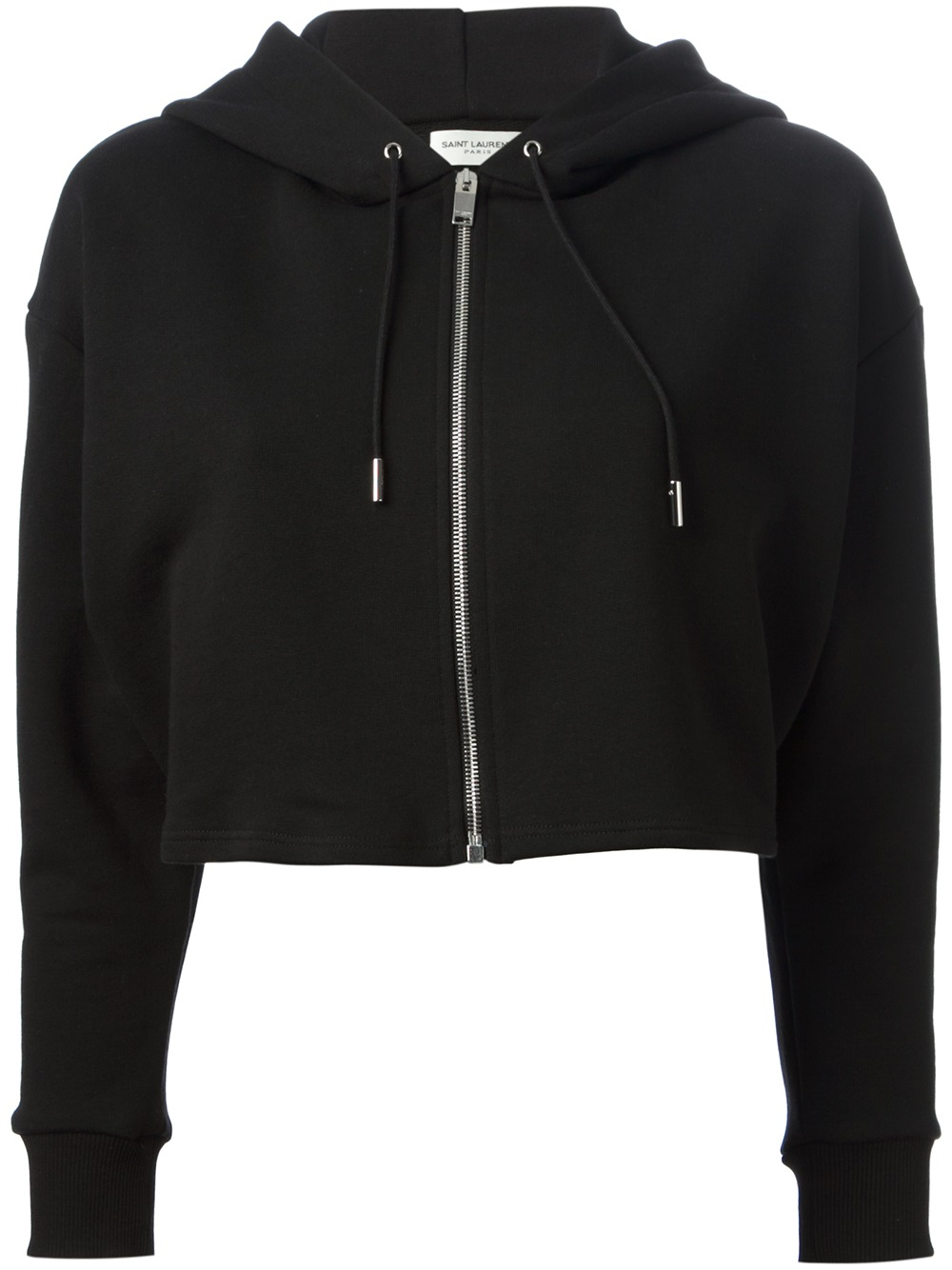 Saint Laurent Cropped Hoodie in Black | Lyst