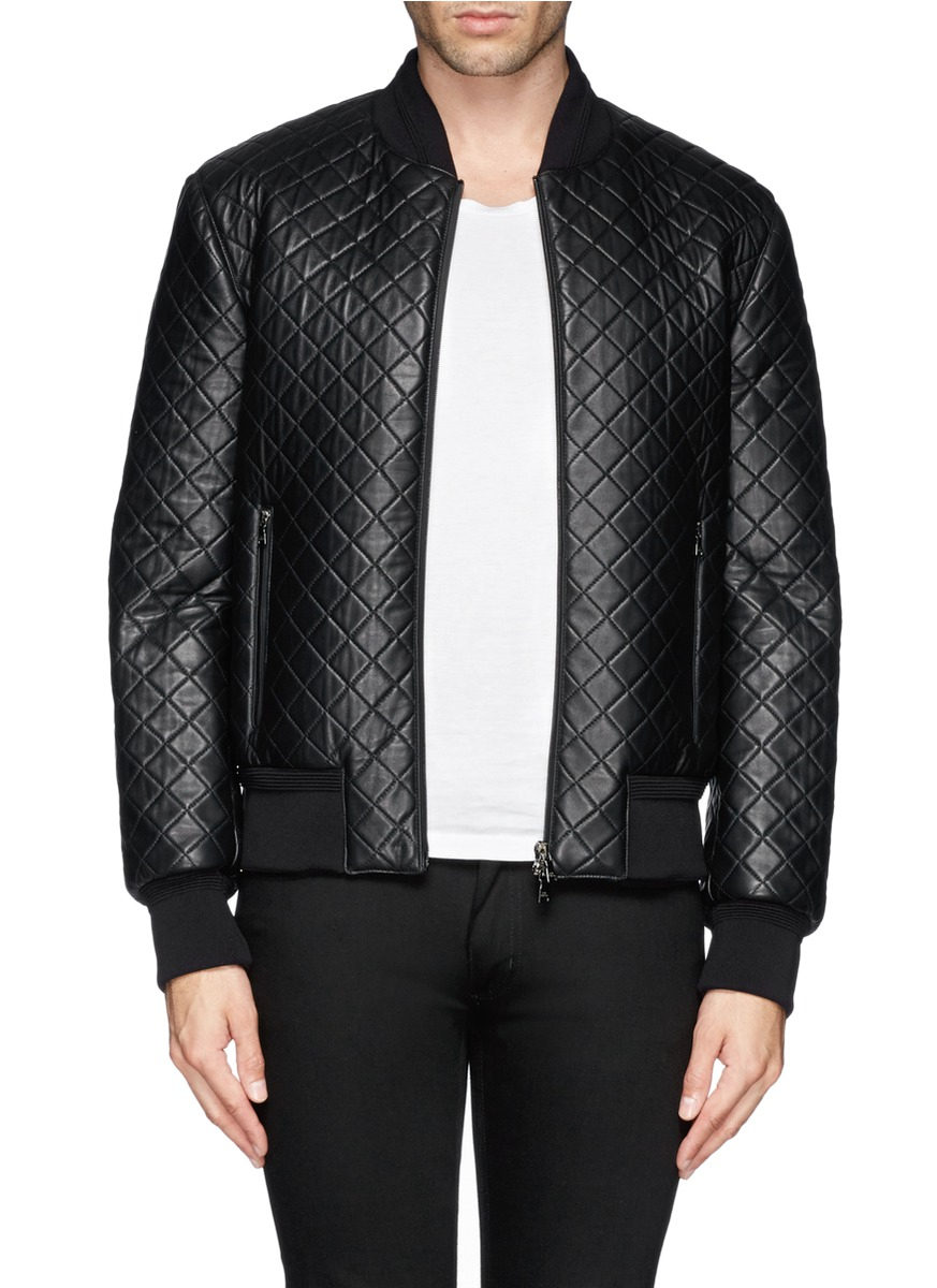 Neil Barrett Quilted Leather Bomber Jacket in Black for Men - Lyst