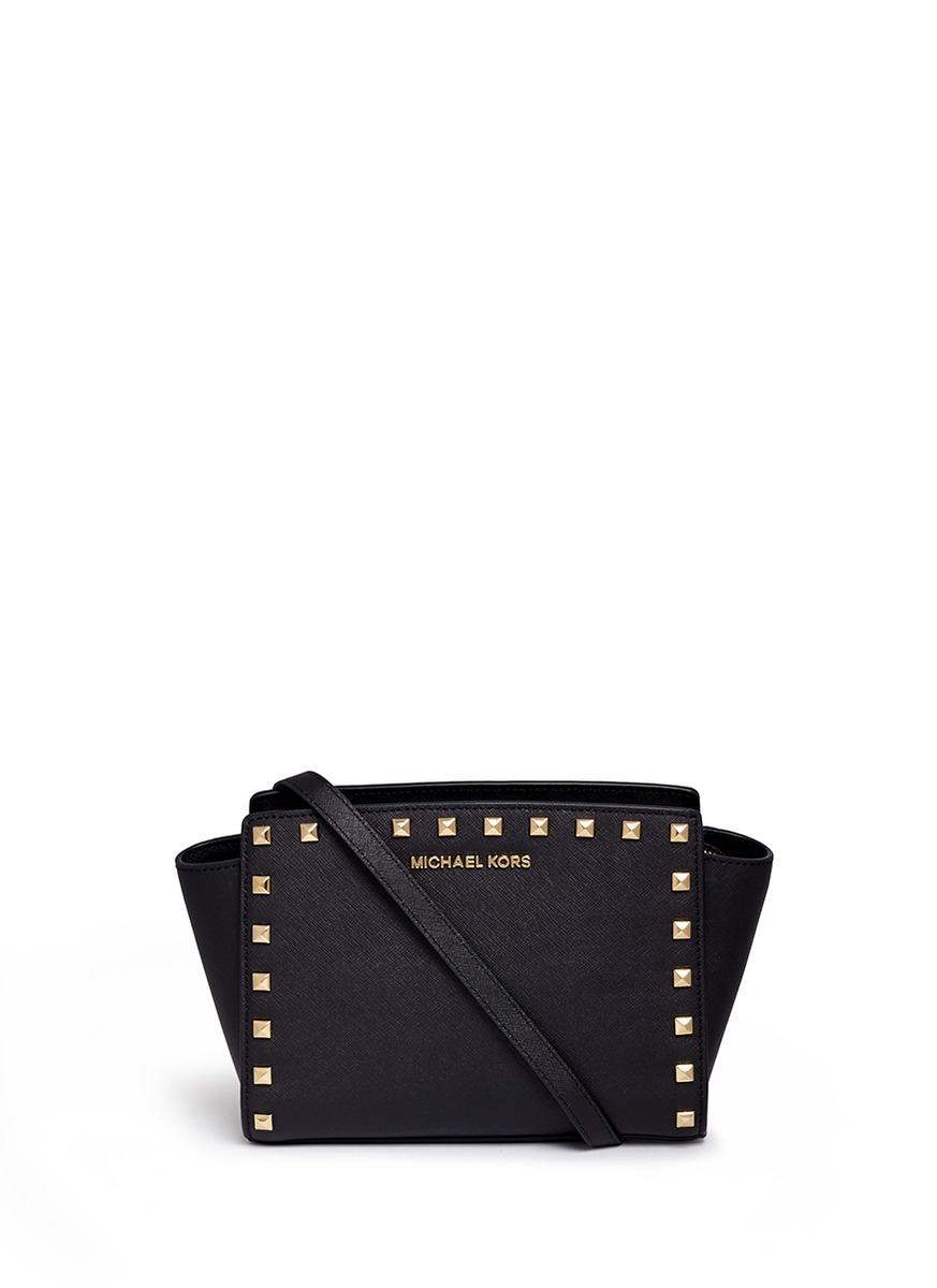 Michael Kors Selma Studded Saffiano-Leather Cross-Body Bag in