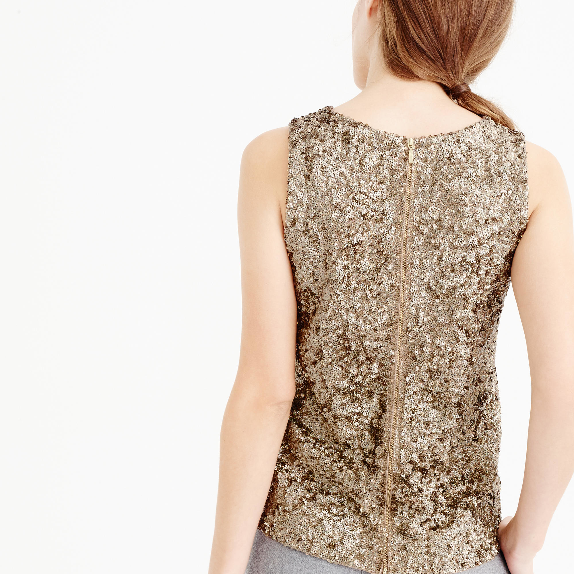 J.Crew Wool Collection Sequin Tank Top in Brown Lyst