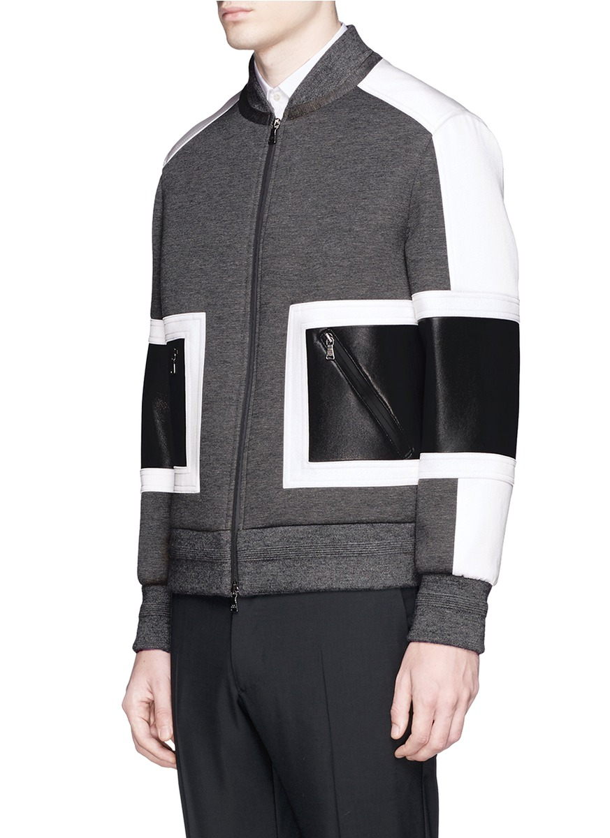 Lyst Neil Barrett Bonded Jersey Leather Er Jacket In Gray For Men Gallery