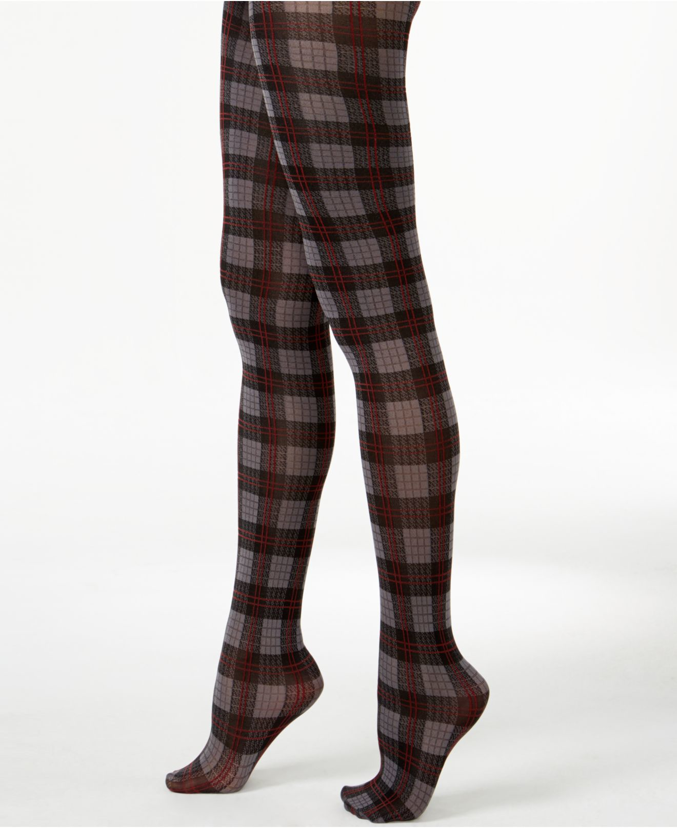 Hue English Plaid Tights in Graphite 