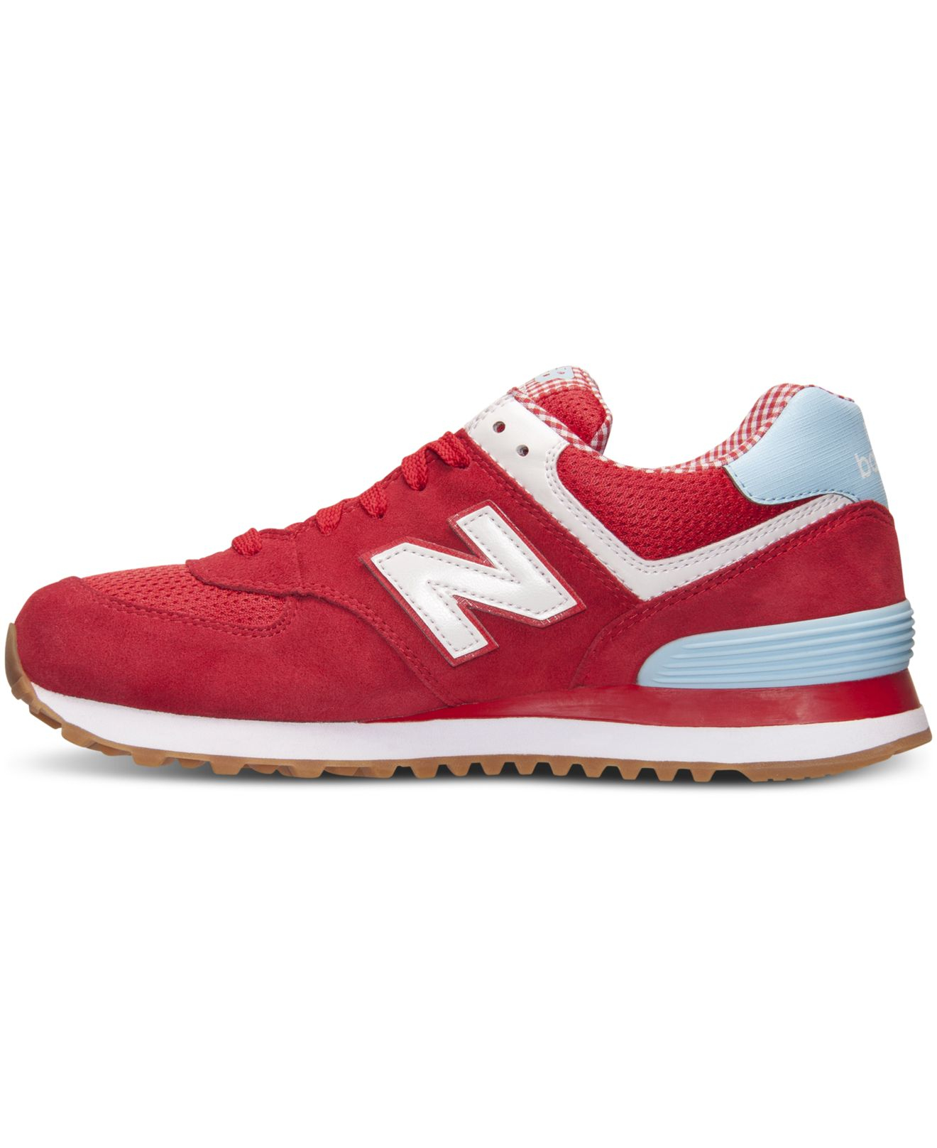 New Balance Suede 574 Casual Low-Top Sneakers in Red/White (Red) - Lyst