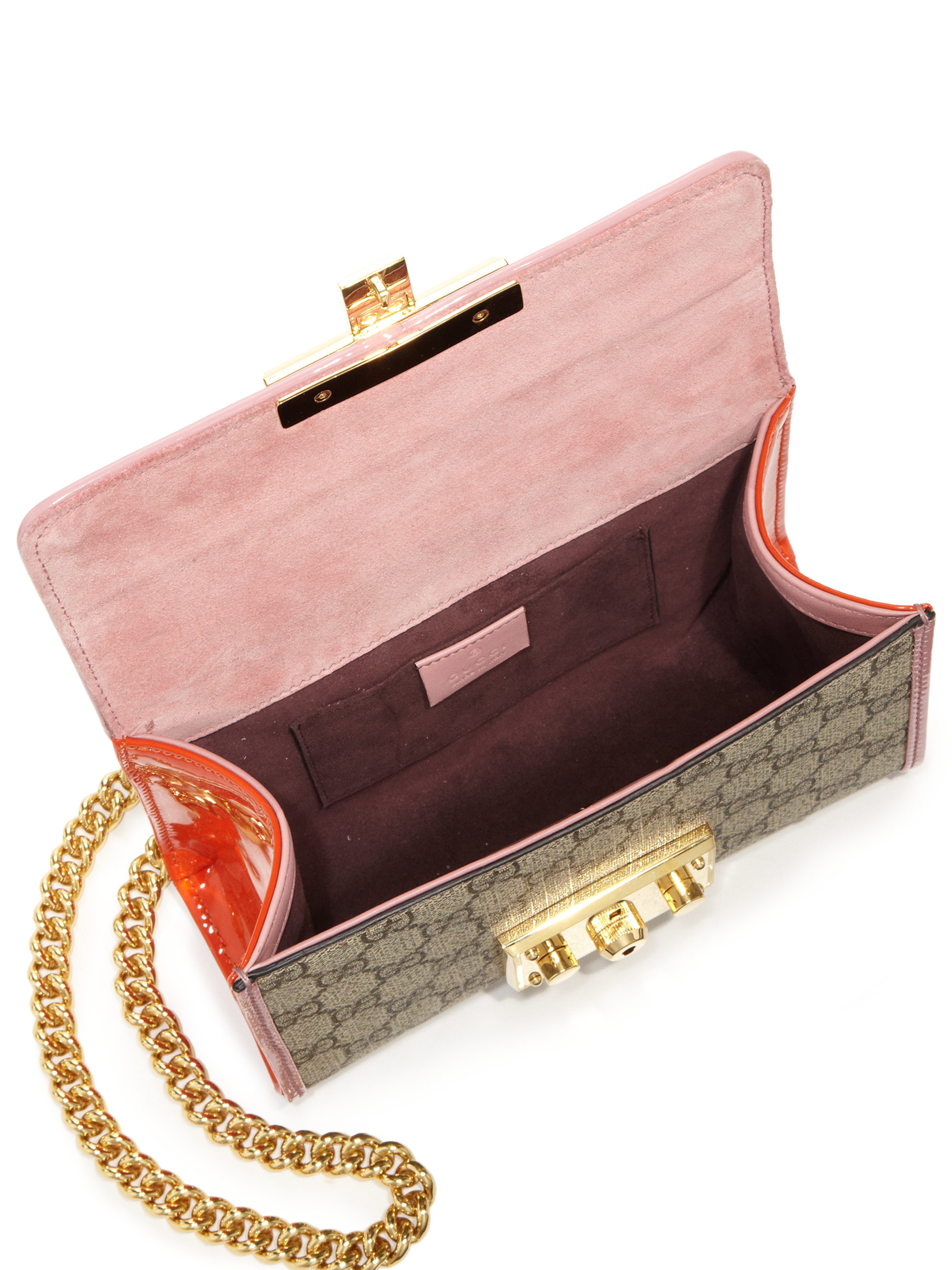Gucci Leather Padlock Gg Supreme Small Shoulder Bag in Beige-Rose (Pink) - Lyst