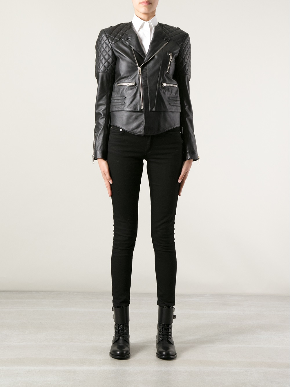 Balenciaga Quilted Leather Biker Jacket in Black - Lyst
