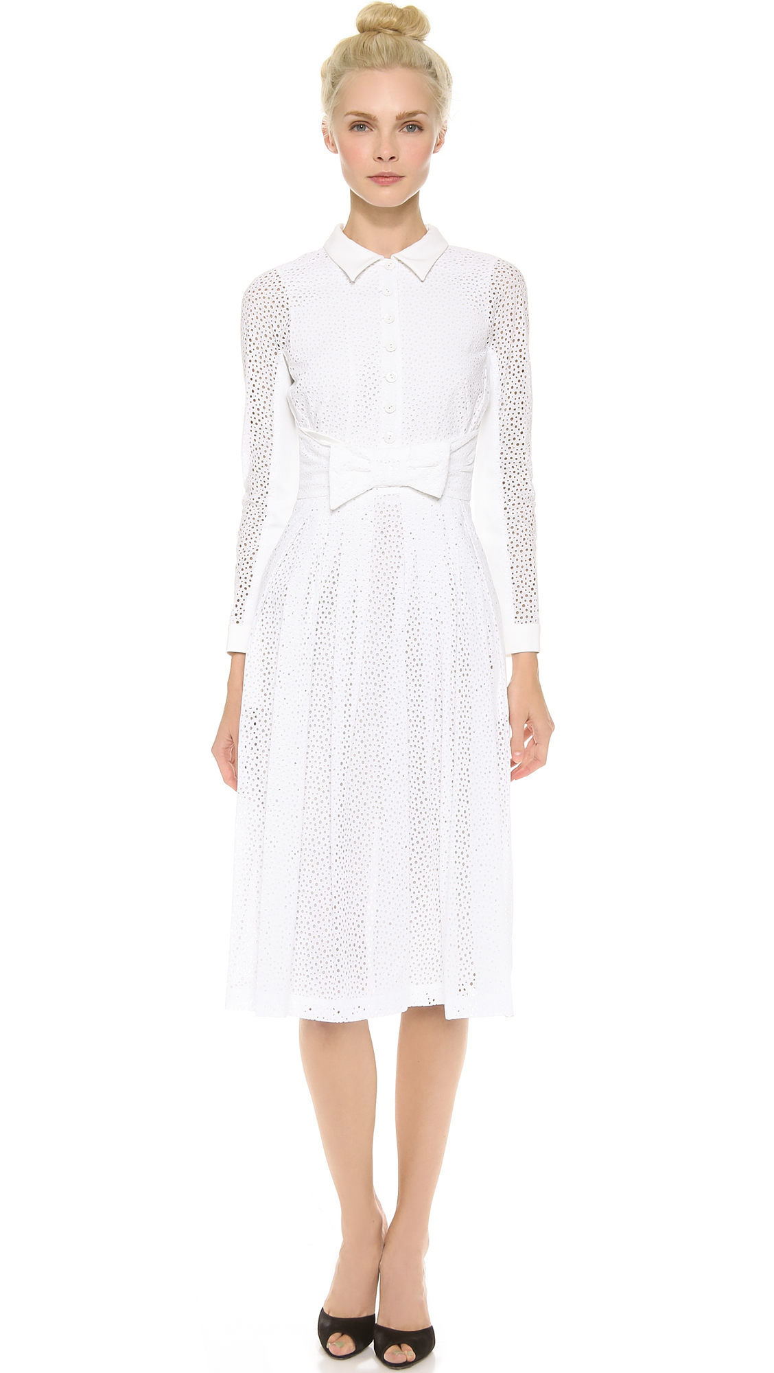 long sleeve eyelet dress
