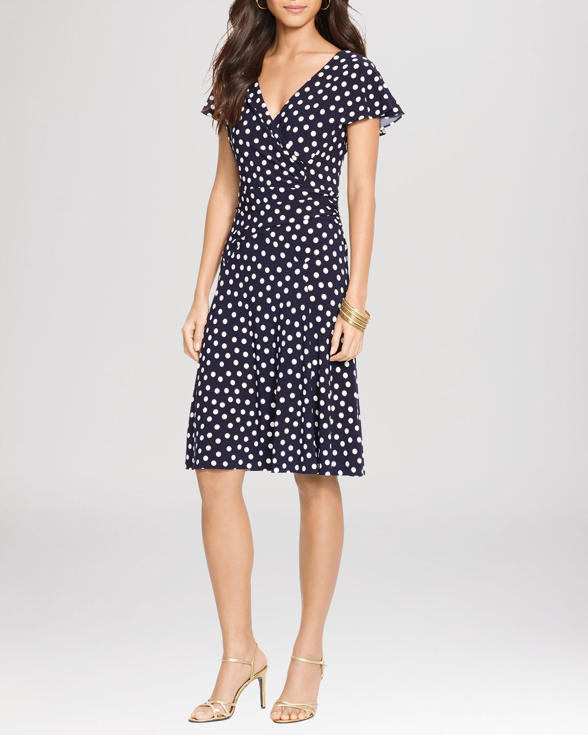 Ralph lauren Lauren Dress Polka Dot Jersey in Blue (Lighthouse Navy