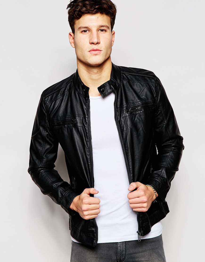 Lyst Brave Soul Faux Leather Biker Jacket In Black For Men Gallery