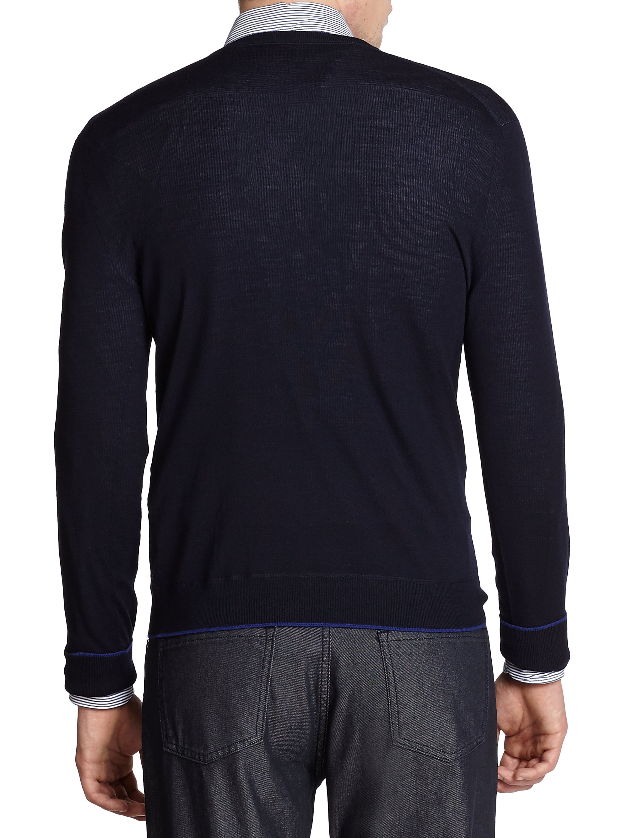 Lyst - Z Zegna Mercerized Cotton Crewneck Sweater in Blue for Men