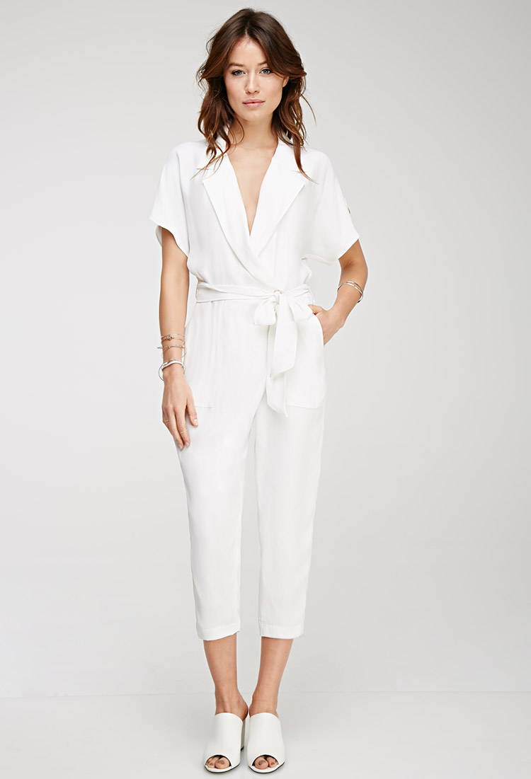 white jumpsuit with collar