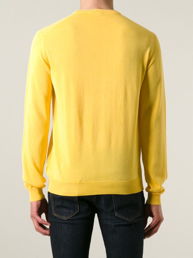 Zanone Crew Neck Sweater in Yellow for Men Lyst