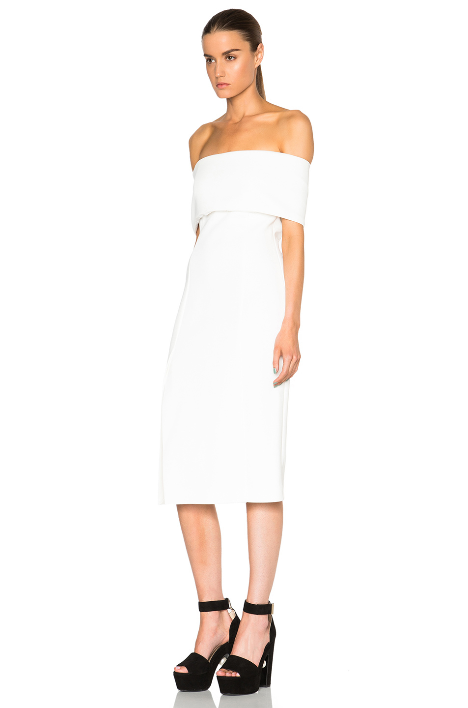 Nicholas Bandage Fold Shoulder Dress in White | Lyst