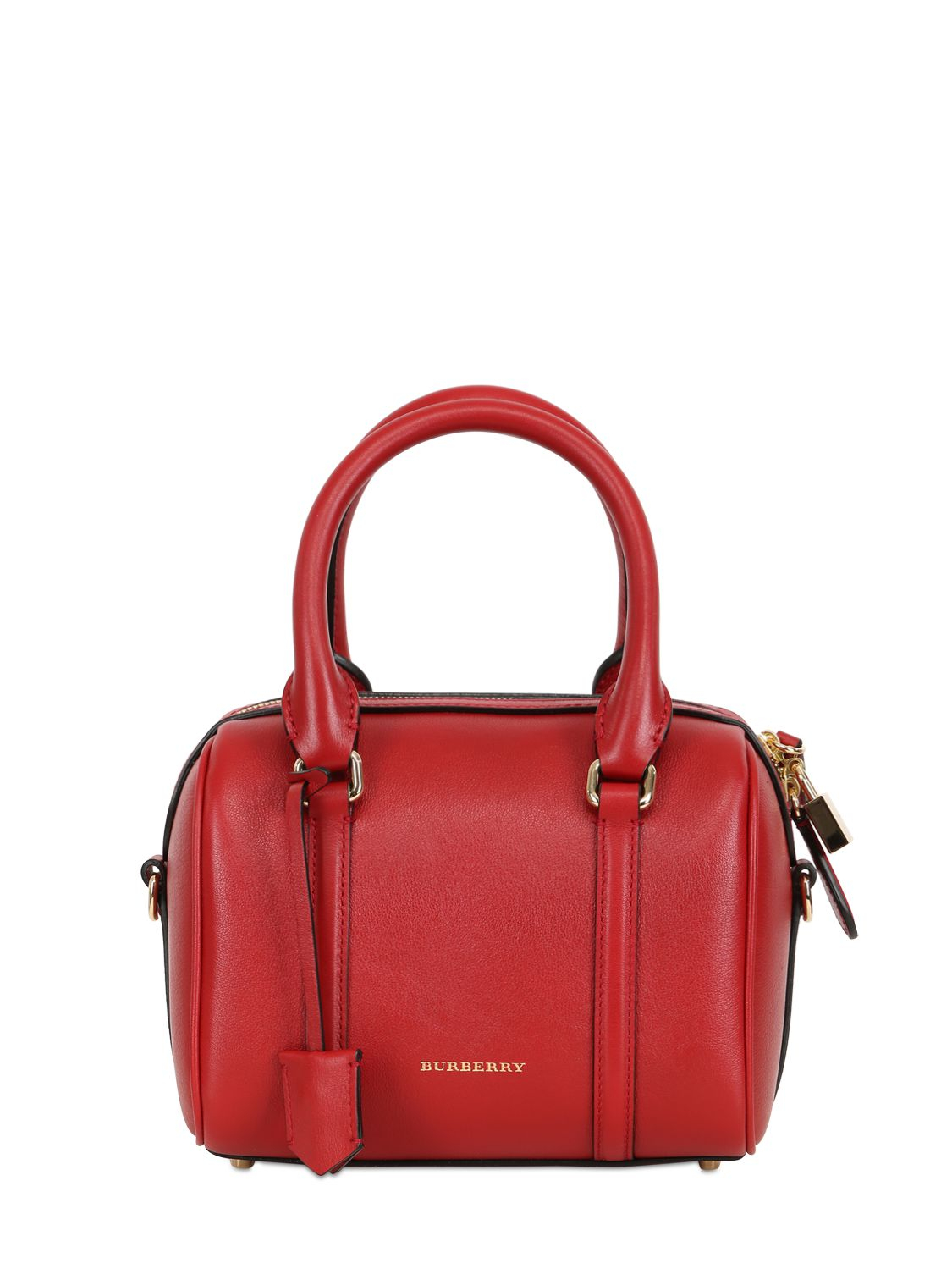 Lyst - Burberry Small Alchstrarm Leather Top Handle Bag in Red