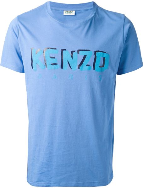 Kenzo Logo Print T-Shirt in Blue for Men | Lyst