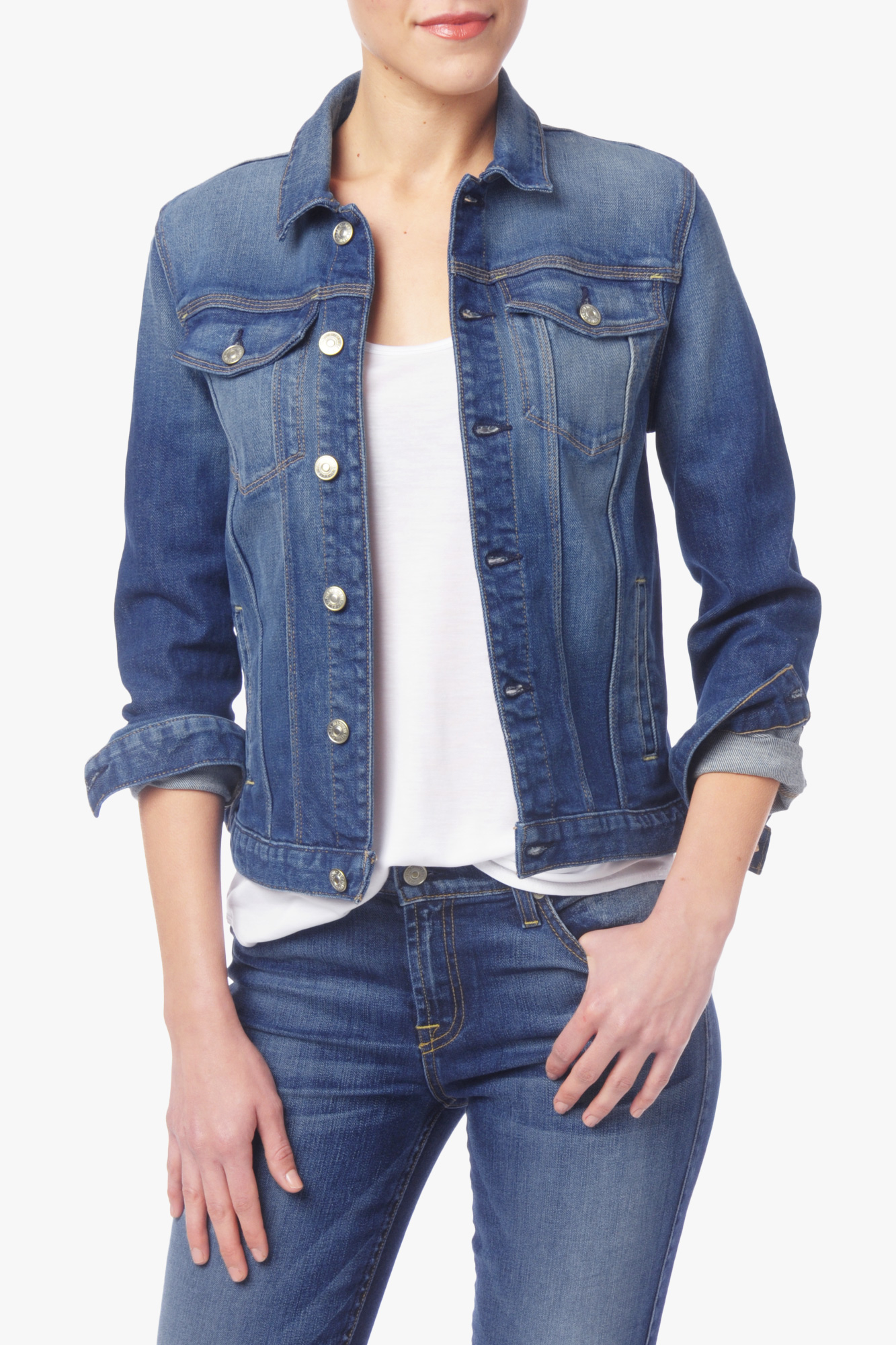 Lyst - 7 For All Mankind Classic Denim Jacket In Aggressive Bright ...