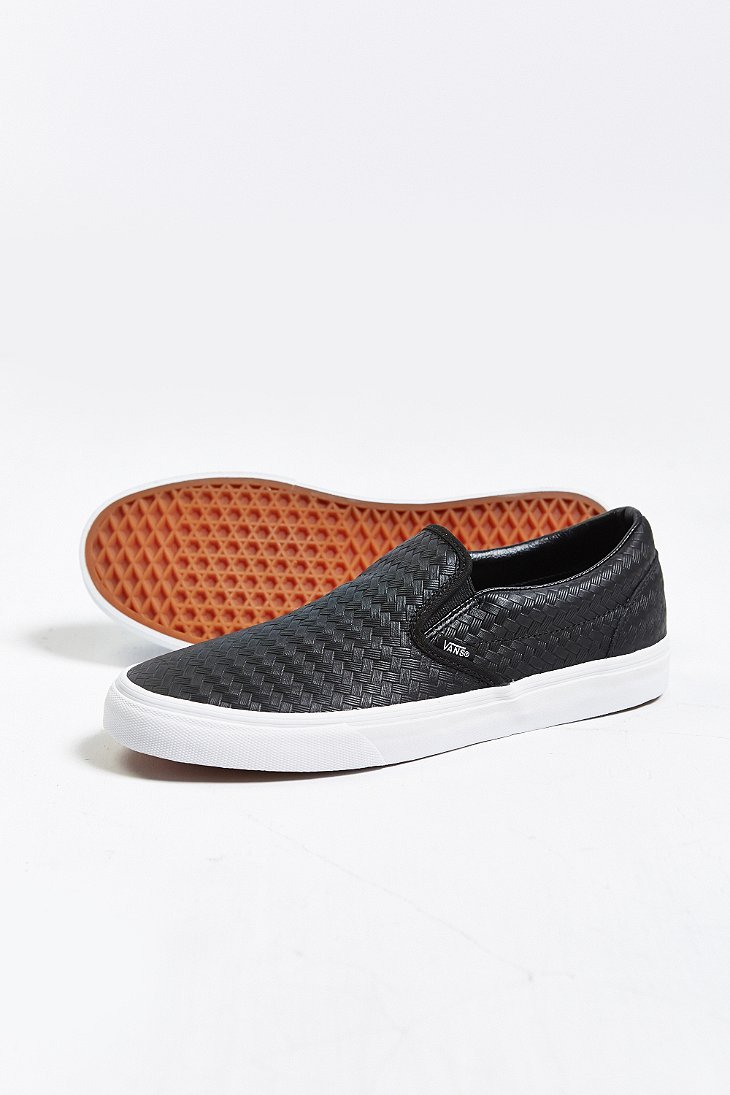 Lyst - Vans Classic Leather Slip-On Sneaker in Black for Men