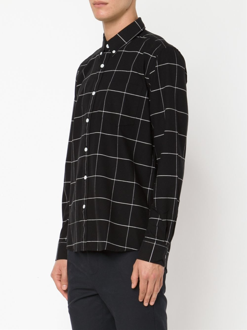 Saturdays NYC Woven Grid Shirt in Black for Men - Lyst