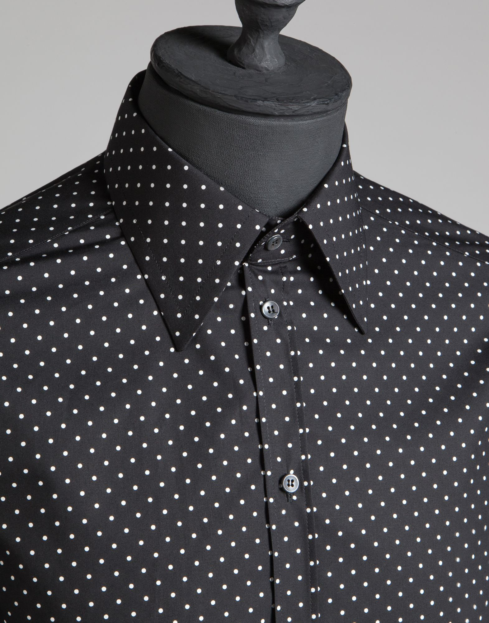 black and gold polka dot shirt