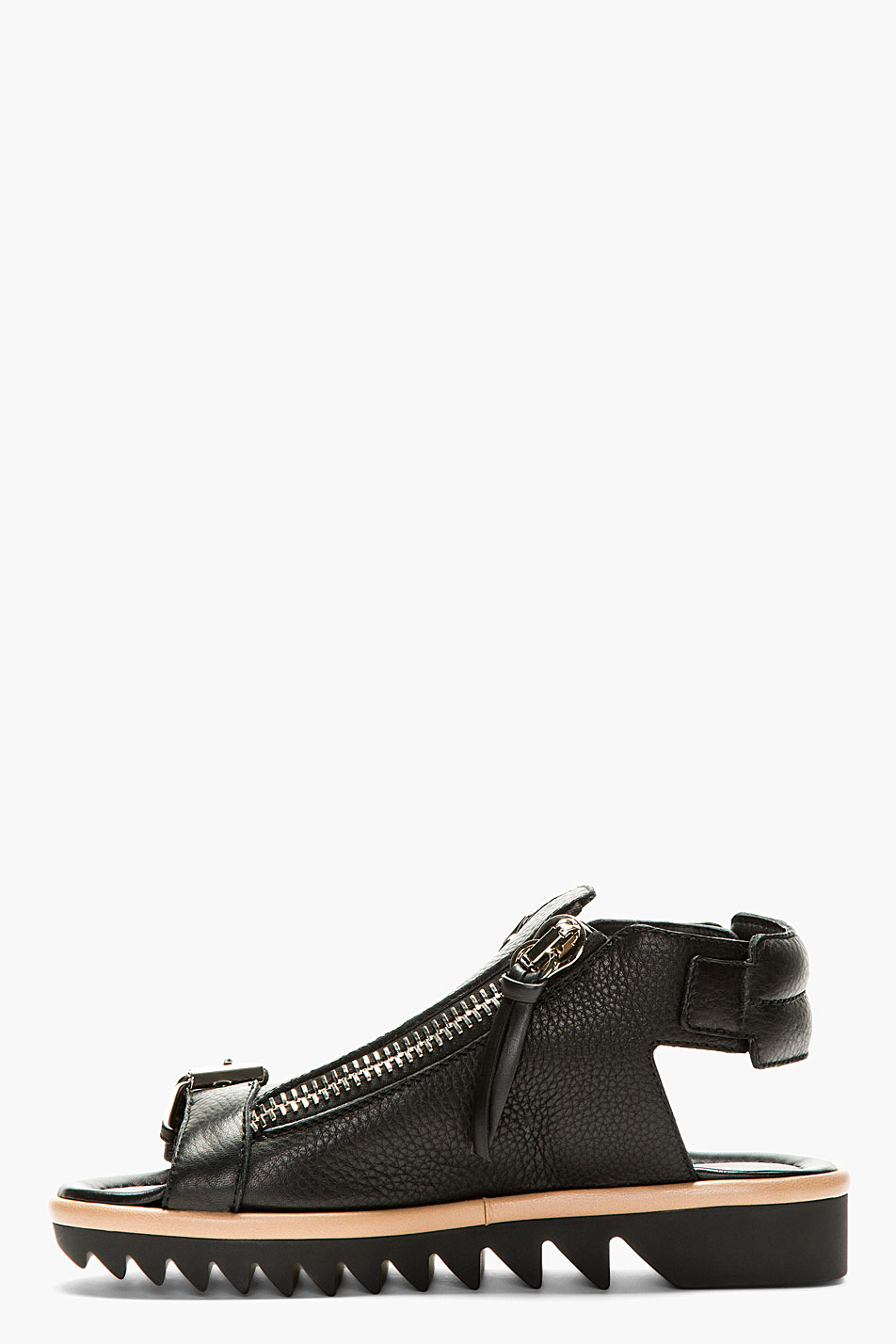 Giuseppe Zanotti Black Grain Leather Olmo Zip Sandals in Black for Men ...