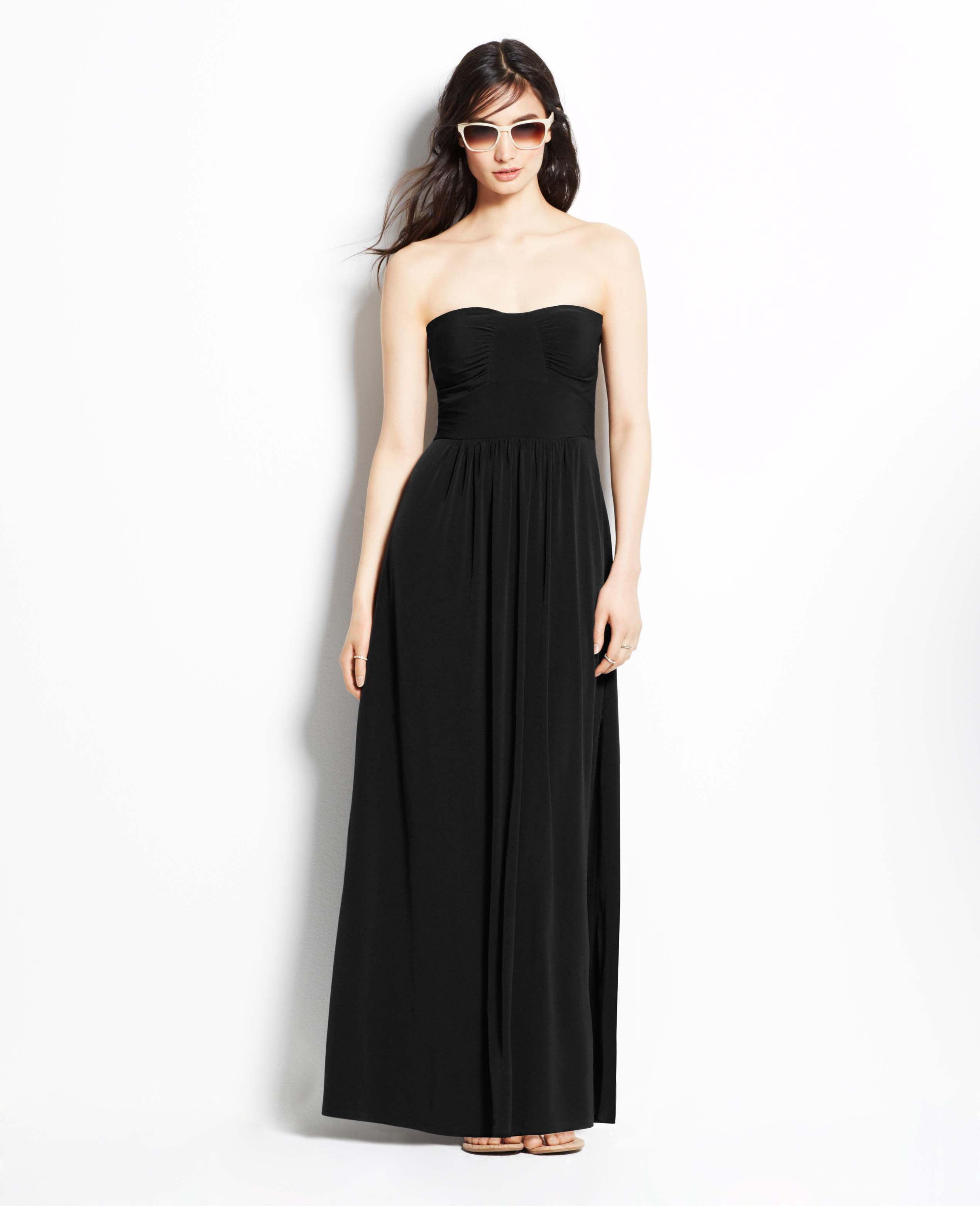 petite strapless maxi dress