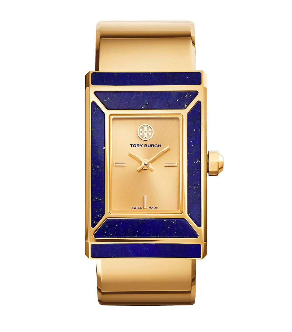 Tory Burch Robinson Watch, Limited Edition, Gold-Tone/Lapis, 38 X 25 Mm in  Blue | Lyst