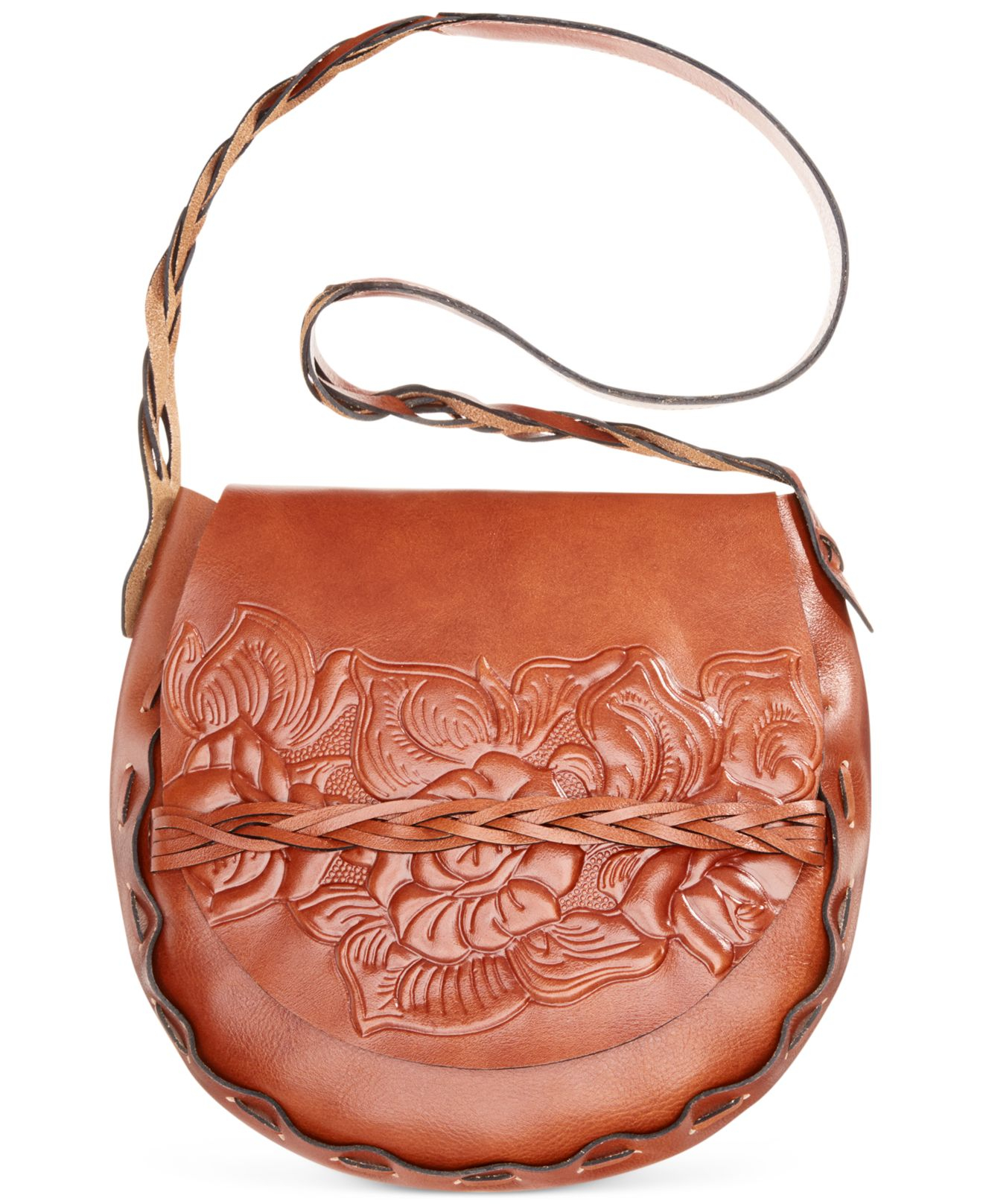 Patricia Nash Firenze Tooled Rose Flap Large Saddle Bag in Brown Lyst
